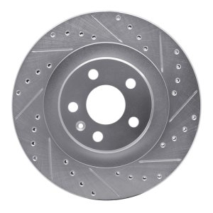 Volvo V60 Cross Country Brake Rotor (1) - Rear Right - R1 Concepts - Drilled & Slotted - Silver - `16-`26